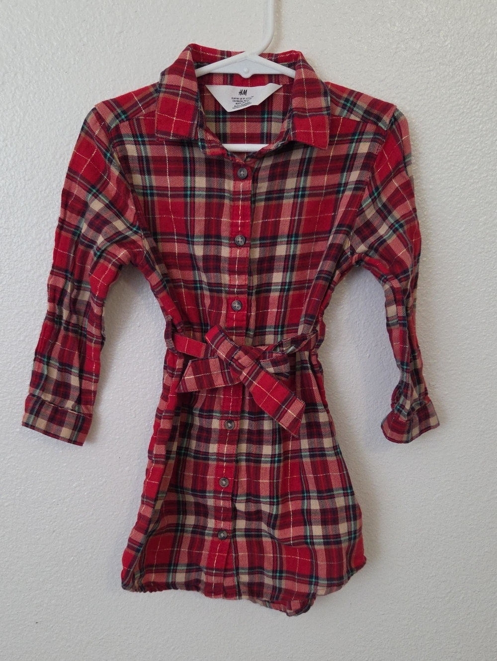 H&M Girls (3T)  Red Plaid Shirt Dress